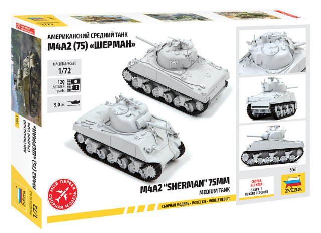 Tank M4 A2 (75mm) Sherman Medium Tank (Zvezda 1:72) 