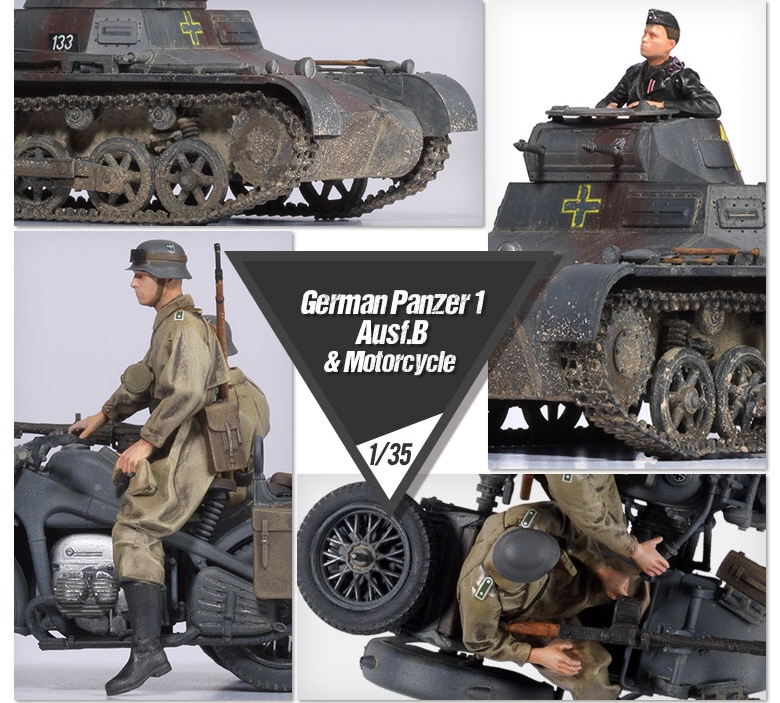German Panzer I Ausf.B & Motorcycle (Academy 1:35)