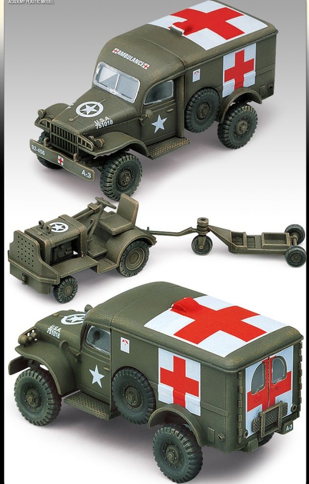 US Ambulance + towing tractor (Academy 1:72) 