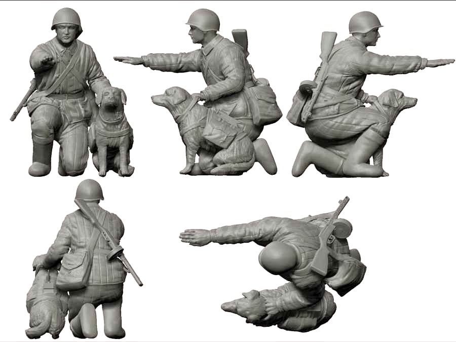 Soviet Tank Hunters with dogs (1:35)